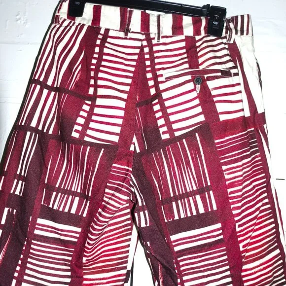 Editions M.R. Paris Burgundy Off White Bermuda Shorts Sz 28